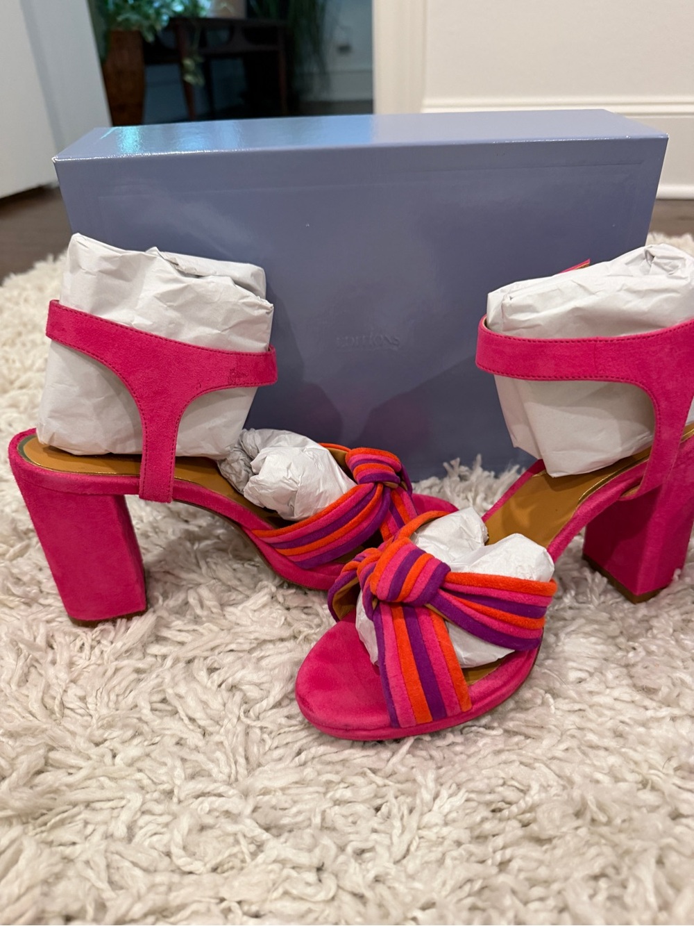 Sezane Pink Strappy Block Heel Sandals (FR 38 / US 7)